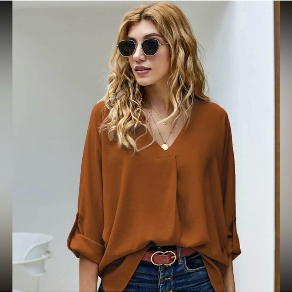 SHEIN Women’s Blouse Burnt Orange Size XL